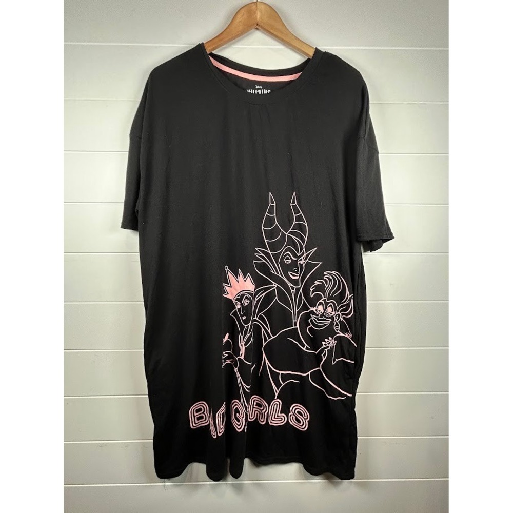 Disney Villains Black‎ Sleep T Shirt XL 16 18 Maleficent Ursula Cruella Graphic